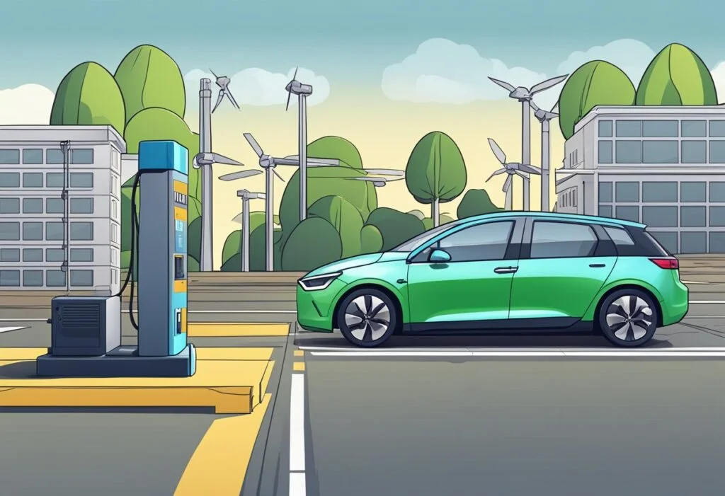 EV at recharging station.