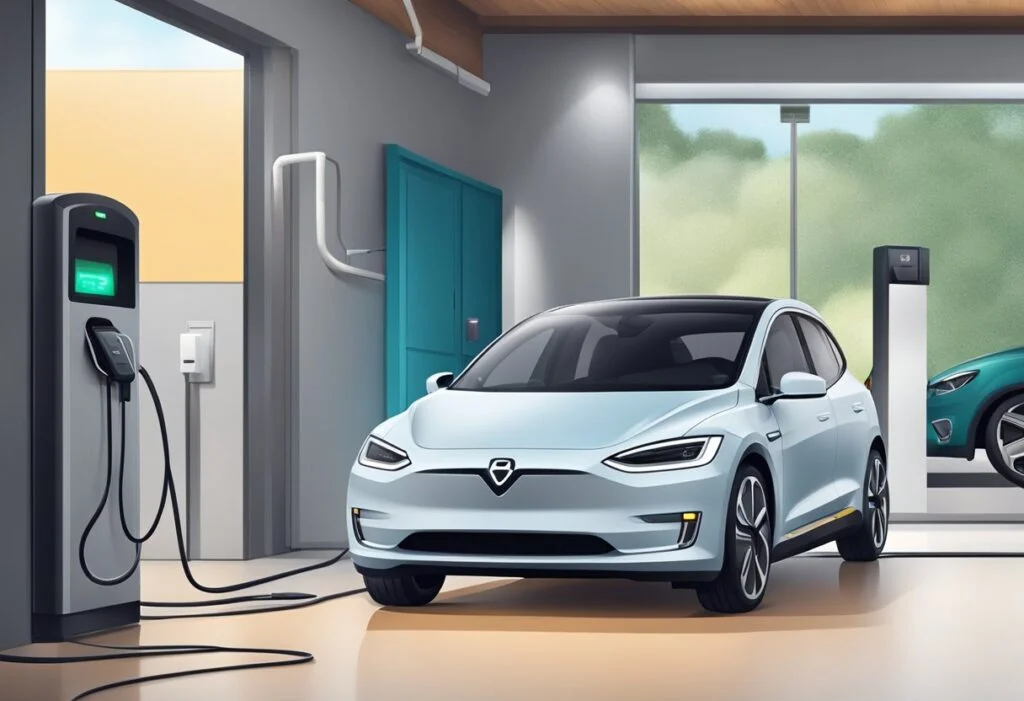 Electric Car Battery Life Expectancy with EV sitting at charging station 