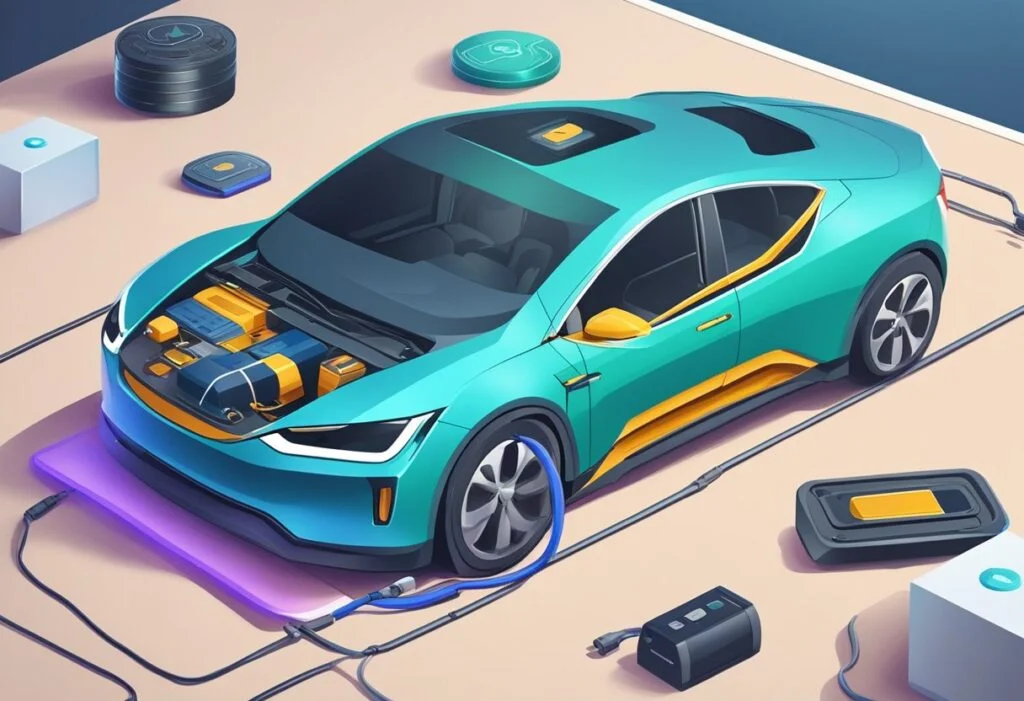 EV with its battery being replaced