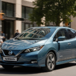Nissan Leaf Driving through a city
