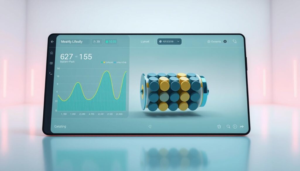 A detailed analysis of an electric vehicle (EV) battery's lifespan, displayed on a sleek, minimalist dashboard interface. The foreground features a graph charting the battery's state of health over time, with clear data visualization showcasing capacity degradation. The middle ground showcases a 3D model of the battery pack, rotatable and interactive, allowing the user to inspect individual cells. The background is a clean, tech-inspired environment with subtle grid patterns and soft lighting, conveying a sense of precision and innovation. The overall scene evokes a sense of technical expertise and data-driven decision making, perfectly suited to illustrate the importance of EV battery depreciation for Australian buyers. A detailed analysis of an electric vehicle (EV) battery's lifespan, displayed on a sleek, minimalist dashboard interface. The foreground features a graph charting the battery's state of health over time, with clear data visualization showcasing capacity degradation. The middle ground showcases a 3D model of the battery pack, rotatable and interactive, allowing the user to inspect individual cells. The background is a clean, tech-inspired environment with subtle grid patterns and soft lighting, conveying a sense of precision and innovation. The overall scene evokes a sense of technical expertise and data-driven decision making, perfectly suited to illustrate the importance of EV battery depreciation for Australian buyers.