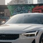 Polestar 2 driving through city
